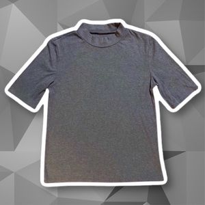 Basic Ribbed Mock-Neck Short Sleeve Shirt